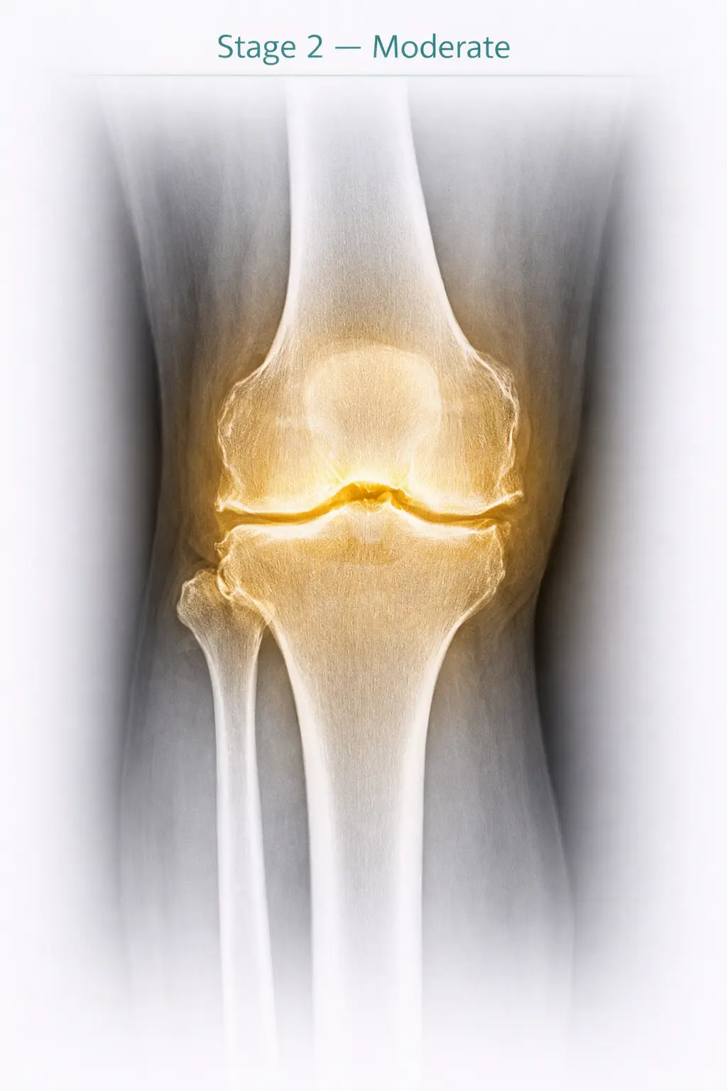 Stage 2 - Moderate osteoarthritis in knee joint X-ray